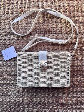 LC Lauren Conrad Cream Woven Crossbody with Shell Accent